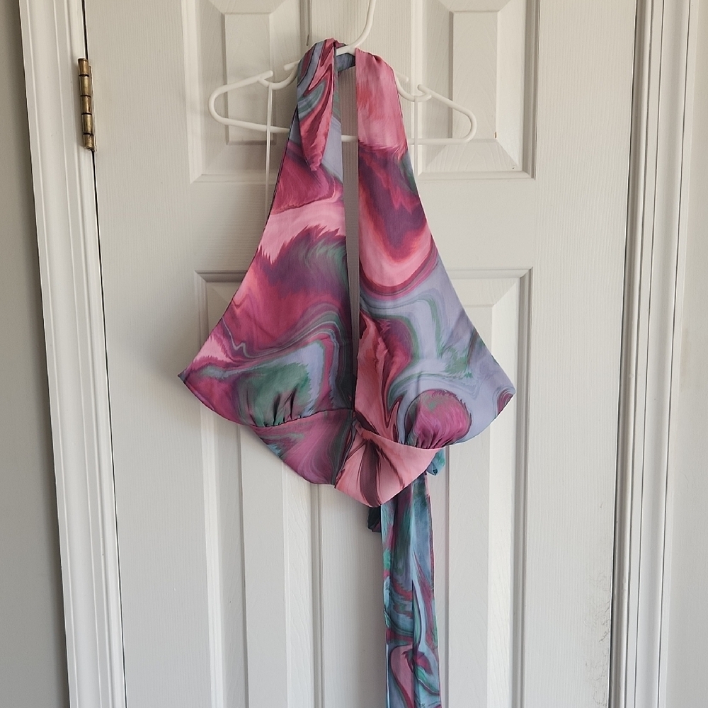 Pink and Purple Swirl Halter Top
